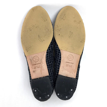 Chanel Sneakers Tweed Black Cc Coco Mark 15P 37 1/2 C