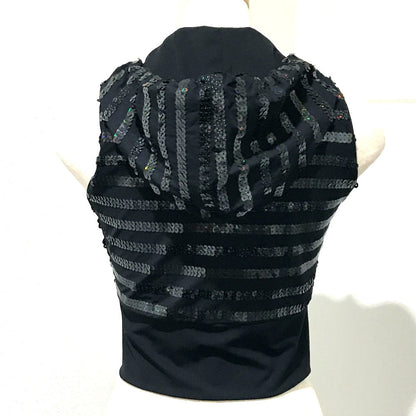 Chanel Vest Sequin Black 19C Zip Up Women 38
