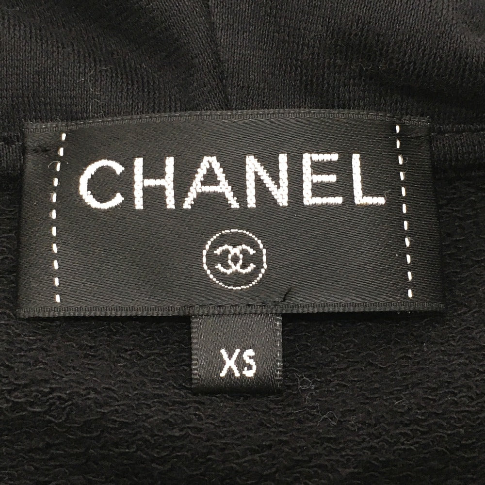 Chanel Hoodie P63299 Cotton, Sequins Black Graffiti Cc Logo 20P Sweatshirt Long Sleeve Women Xs