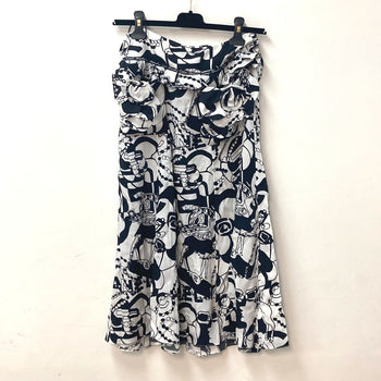 Chanel Skirt P71863 Silk White Cc Coco Mark Camellia All Over Pattern Icon Women 34