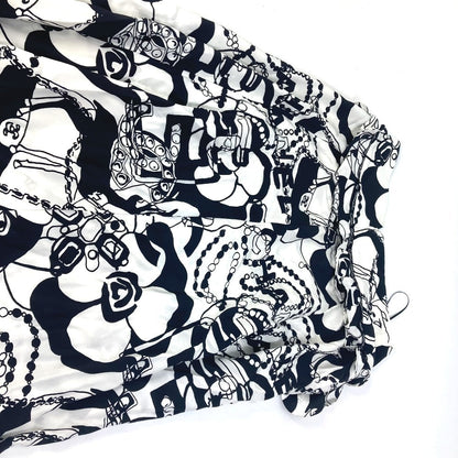 Chanel Skirt P71863 Silk White Cc Coco Mark Camellia All Over Pattern Icon Women 34
