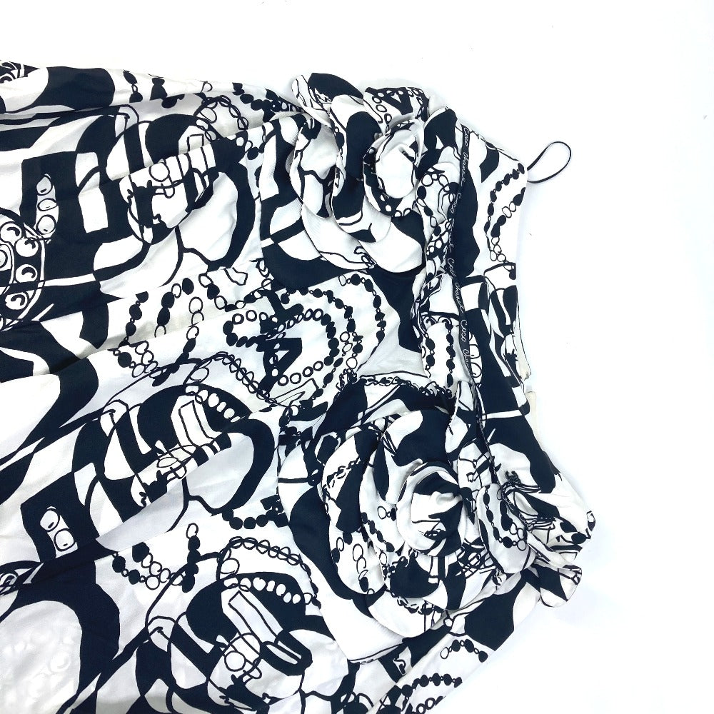 Chanel Skirt P71863 Silk White Cc Coco Mark Camellia All Over Pattern Icon Women 34