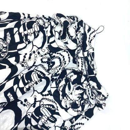 Chanel Skirt P71863 Silk White Cc Coco Mark Camellia All Over Pattern Icon Women 34