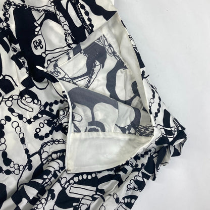 Chanel Skirt P71863 Silk White Cc Coco Mark Camellia All Over Pattern Icon Women 34