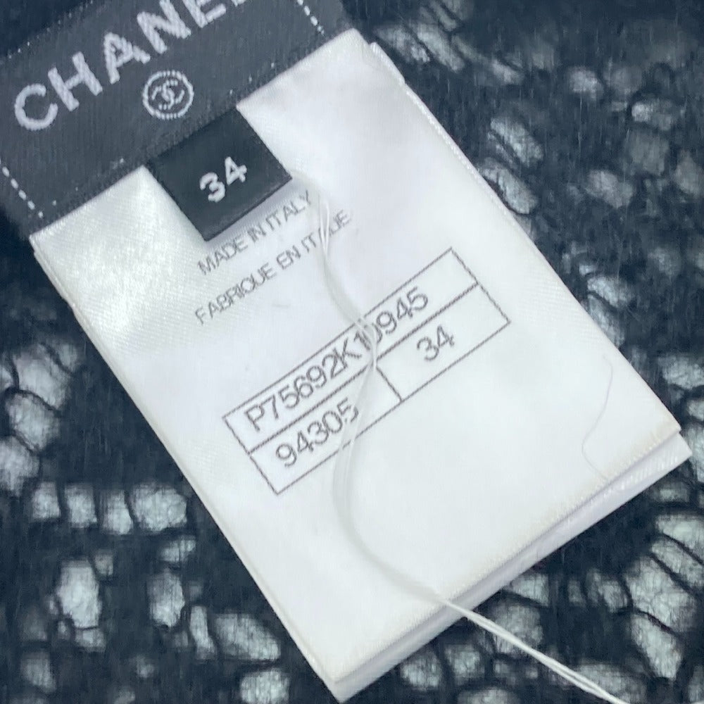 Chanel Knit P75692 Alpaca, Nylon Black Cc Coco Mark Lace Rhinestone Women 34
