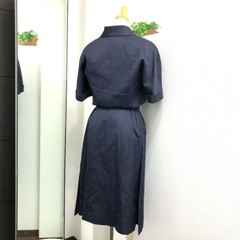 Chanel One Piece Cotton Navy Vintage Coco Chanel Buttons Women 36