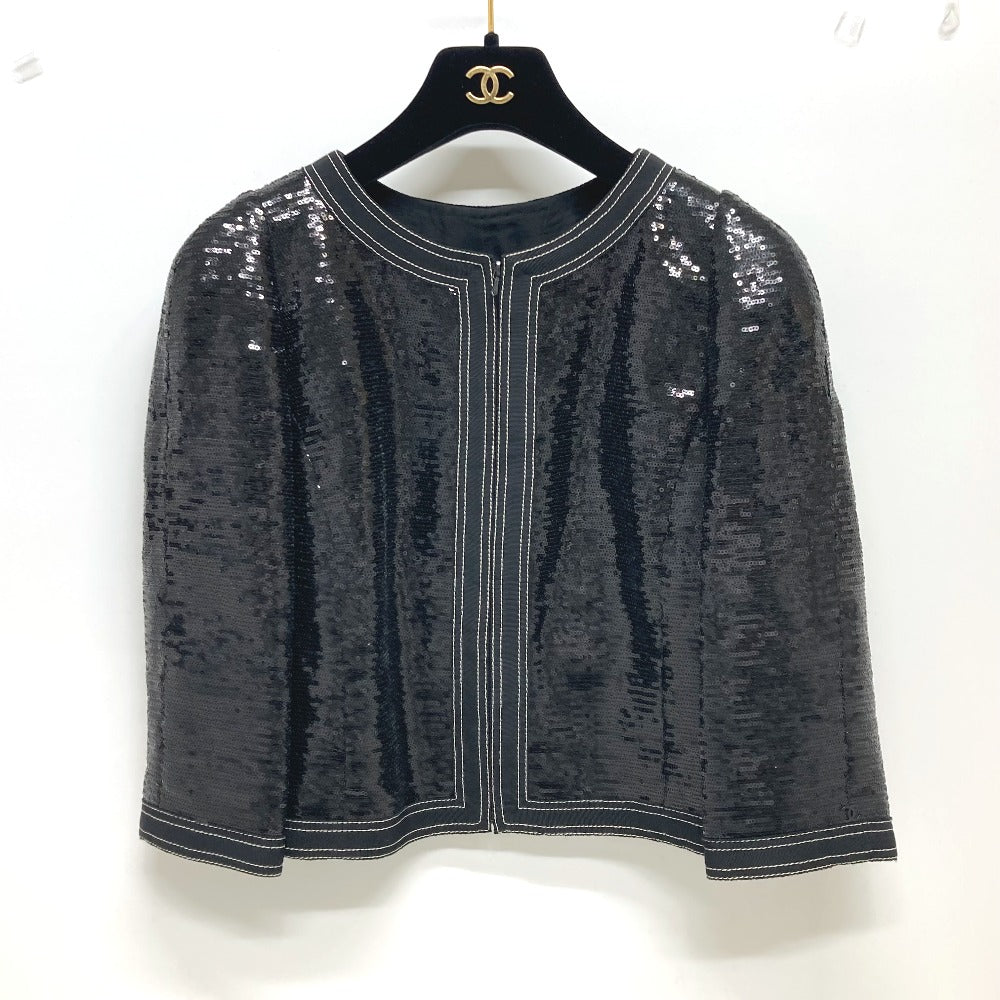Chanel Jacket P45044 Sequin Black Sequin Women 36