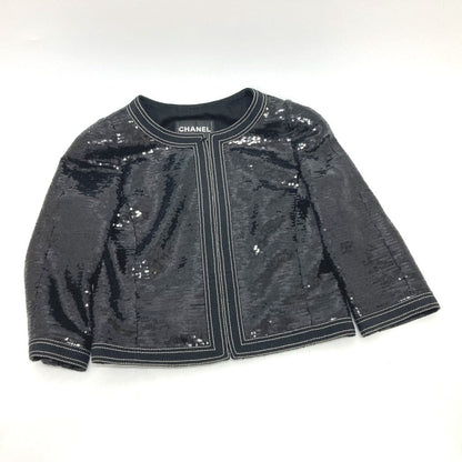 Chanel Jacket P45044 Sequin Black Sequin Women 36