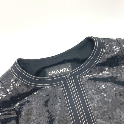 Chanel Jacket P45044 Sequin Black Sequin Women 36