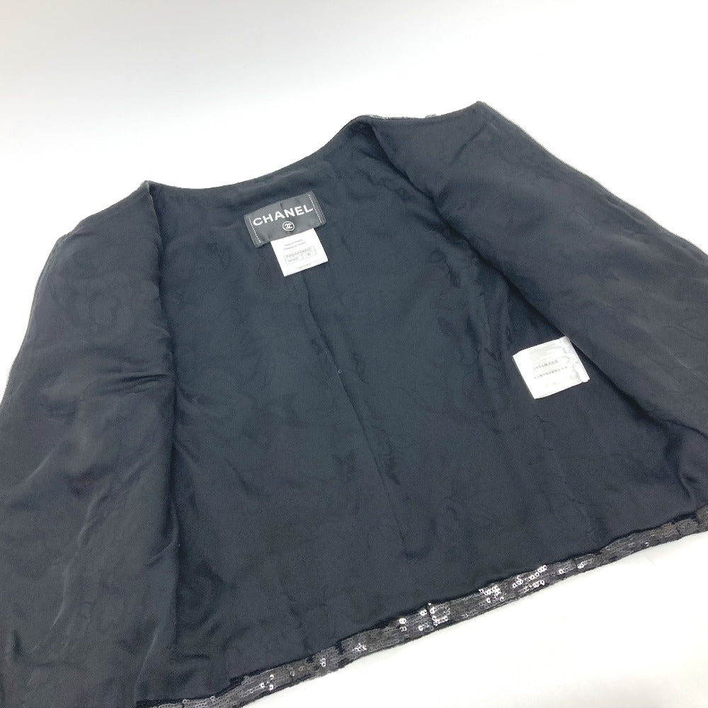 Chanel Jacket P45044 Sequin Black Sequin Women 36