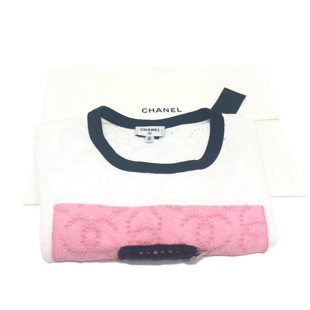 Chanel Short Sleeve T-Shirt P76438 Cotton White No.5 Star Coco Mark 34/36