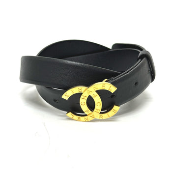 Chanel Belt Leather Black B20 Coco Mark Women 75/30