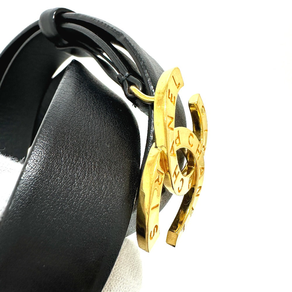 Chanel Belt Leather Black B20 Coco Mark Women 75/30