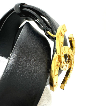 Chanel Belt Leather Black B20 Coco Mark Women 75/30