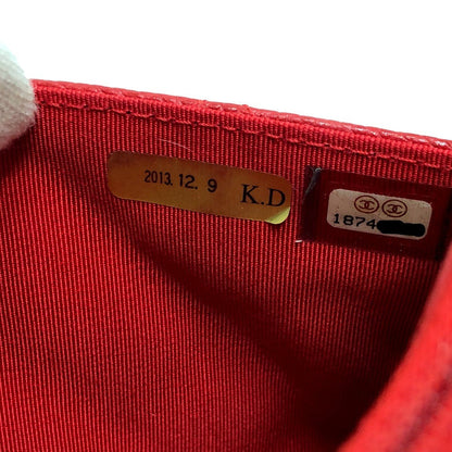 Chanel Shoulder Bag Ap0250 Caviar Skin Red Long Wallet Purse Cc Coco Mark Classic