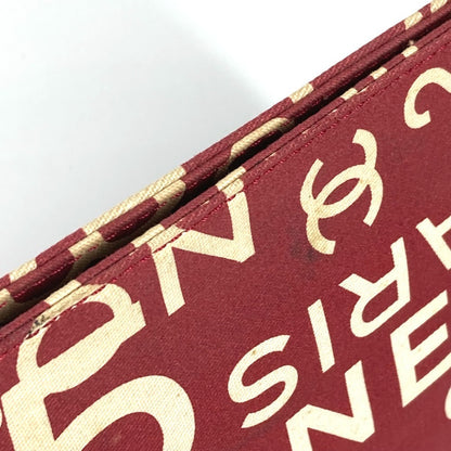 Chanel Pouch Canvas Red Bysy Line Logo Women