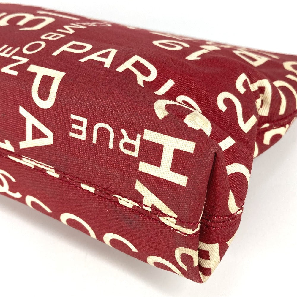 Chanel Pouch Canvas Red Bysy Line Logo Women