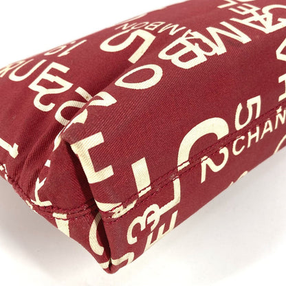 Chanel Pouch Canvas Red Bysy Line Logo Women
