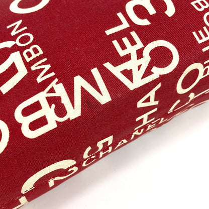 Chanel Pouch Canvas Red Bysy Line Logo Women