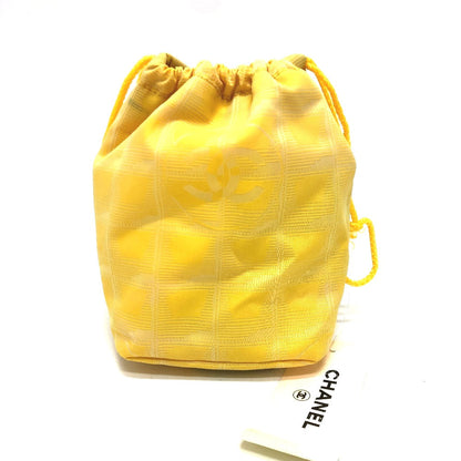 Chanel Pouch `14355 Canvas Yellow New Travel Line Drawstring Makeup Case Women