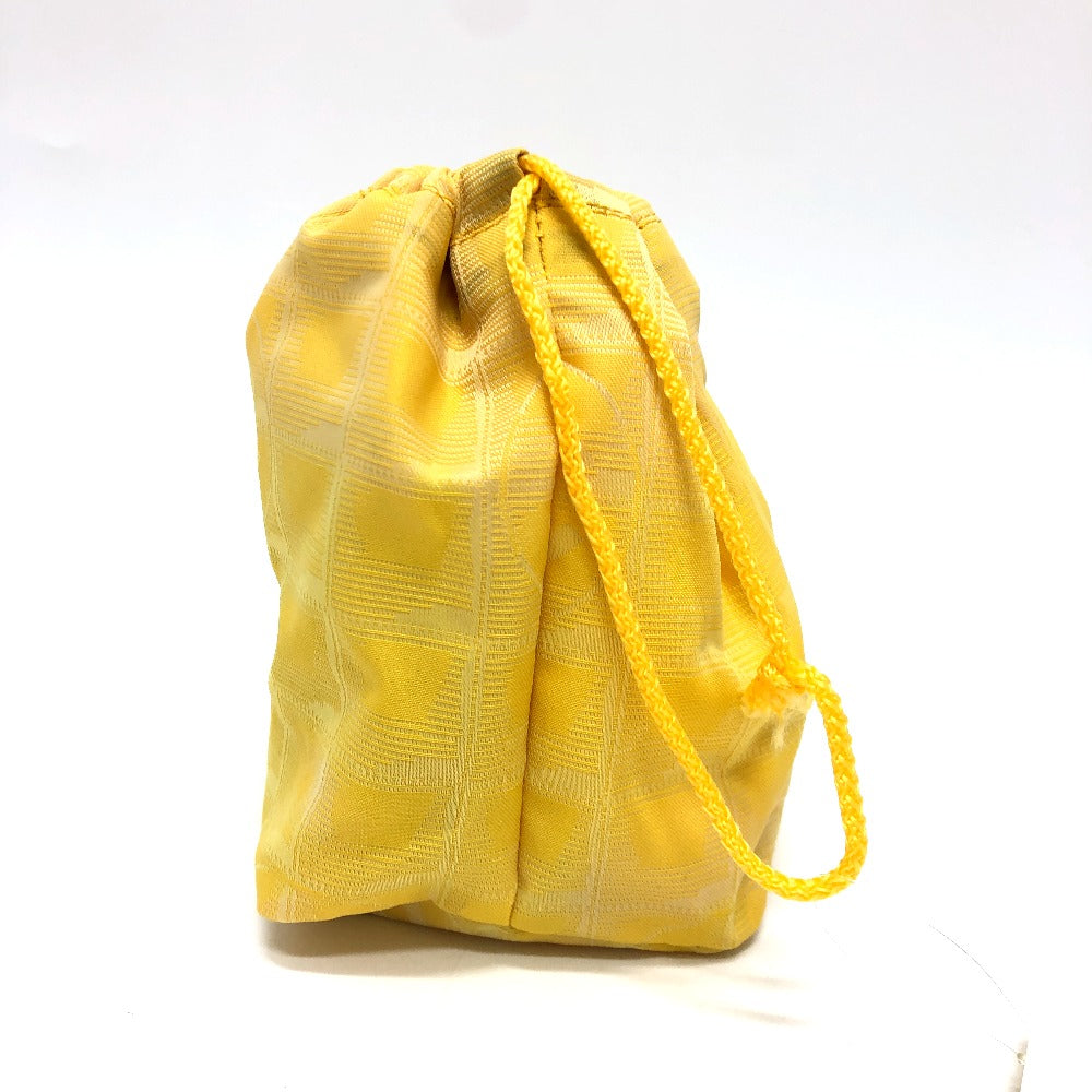 Chanel Pouch `14355 Canvas Yellow New Travel Line Drawstring Makeup Case Women