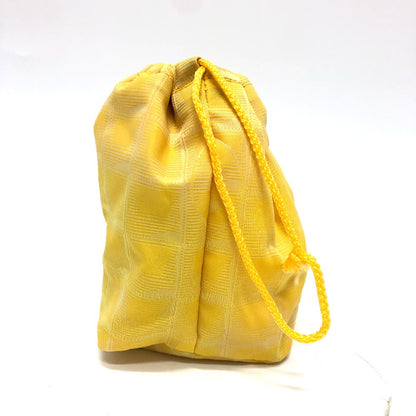 Chanel Pouch `14355 Canvas Yellow New Travel Line Drawstring Makeup Case Women