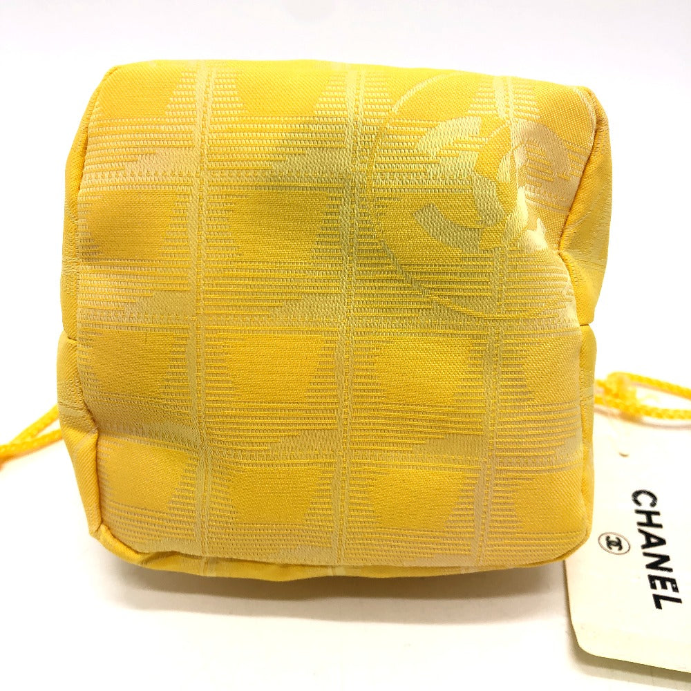 Chanel Pouch `14355 Canvas Yellow New Travel Line Drawstring Makeup Case Women