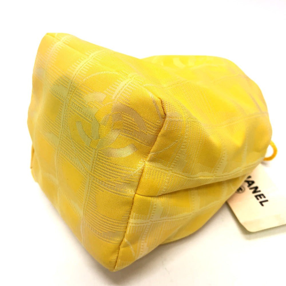 Chanel Pouch `14355 Canvas Yellow New Travel Line Drawstring Makeup Case Women