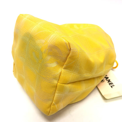 Chanel Pouch `14355 Canvas Yellow New Travel Line Drawstring Makeup Case Women