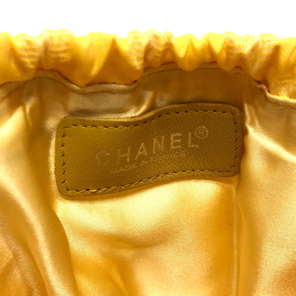 Chanel Pouch `14355 Canvas Yellow New Travel Line Drawstring Makeup Case Women