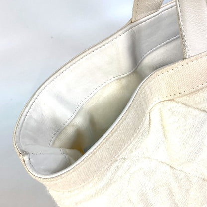 Chanel Tote Bag Cotton Leather White Beach Bag Pile Cc Coco Mark Women