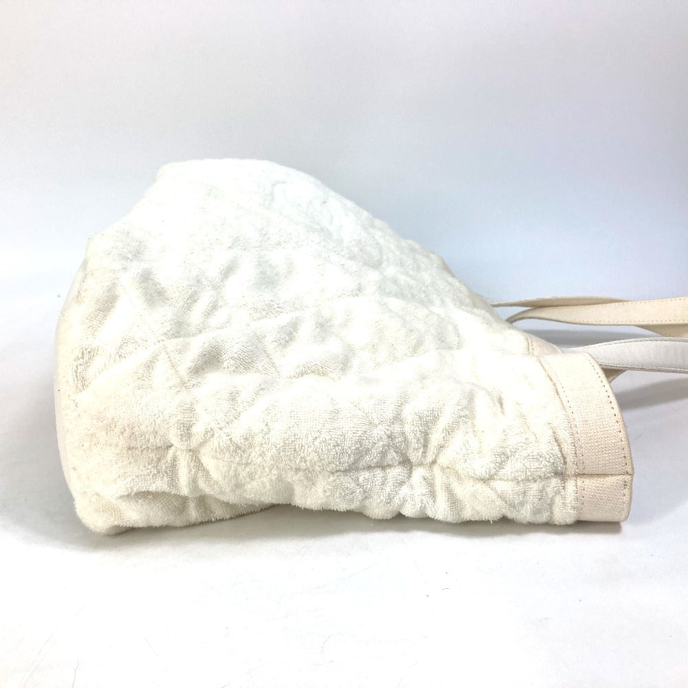 Chanel Tote Bag Cotton Leather White Beach Bag Pile Cc Coco Mark Women