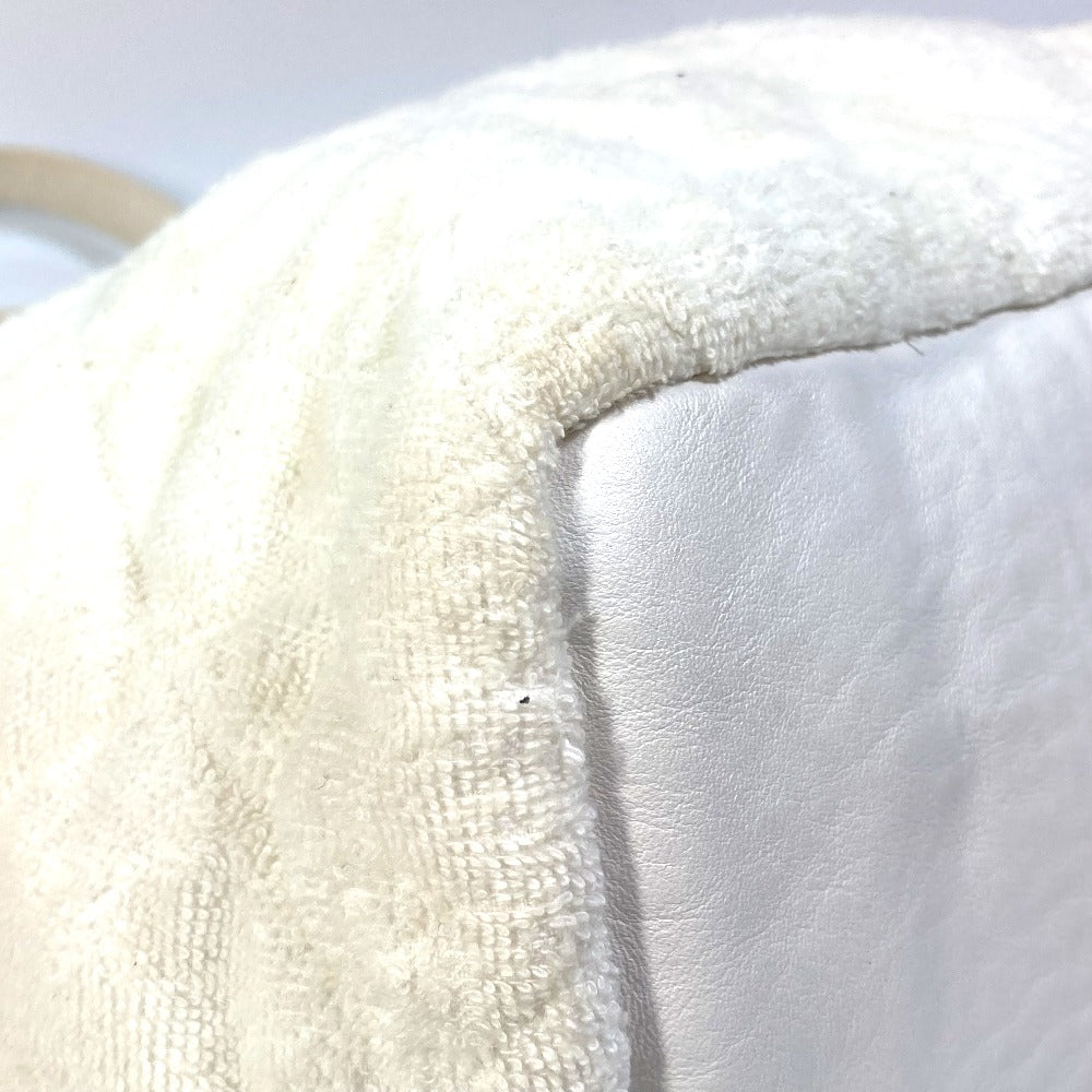 Chanel Tote Bag Cotton Leather White Beach Bag Pile Cc Coco Mark Women