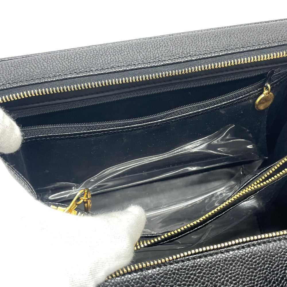 Chanel Handbag Caviar Skin Black Coco Mark Vanity Bag Decacoco Women