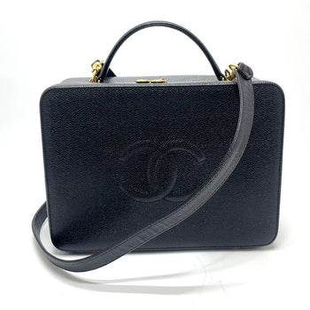 Chanel Handbag Caviar Skin Black Coco Mark Vanity Bag Decacoco Women