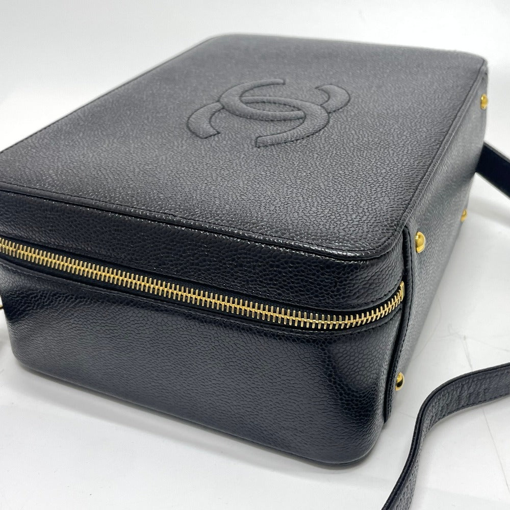 Chanel Handbag Caviar Skin Black Coco Mark Vanity Bag Decacoco Women
