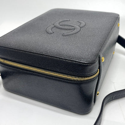 Chanel Handbag Caviar Skin Black Coco Mark Vanity Bag Decacoco Women