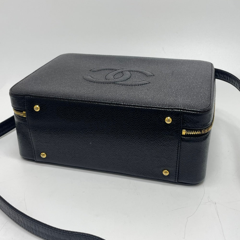 Chanel Handbag Caviar Skin Black Coco Mark Vanity Bag Decacoco Women