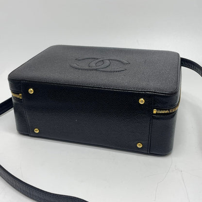 Chanel Handbag Caviar Skin Black Coco Mark Vanity Bag Decacoco Women