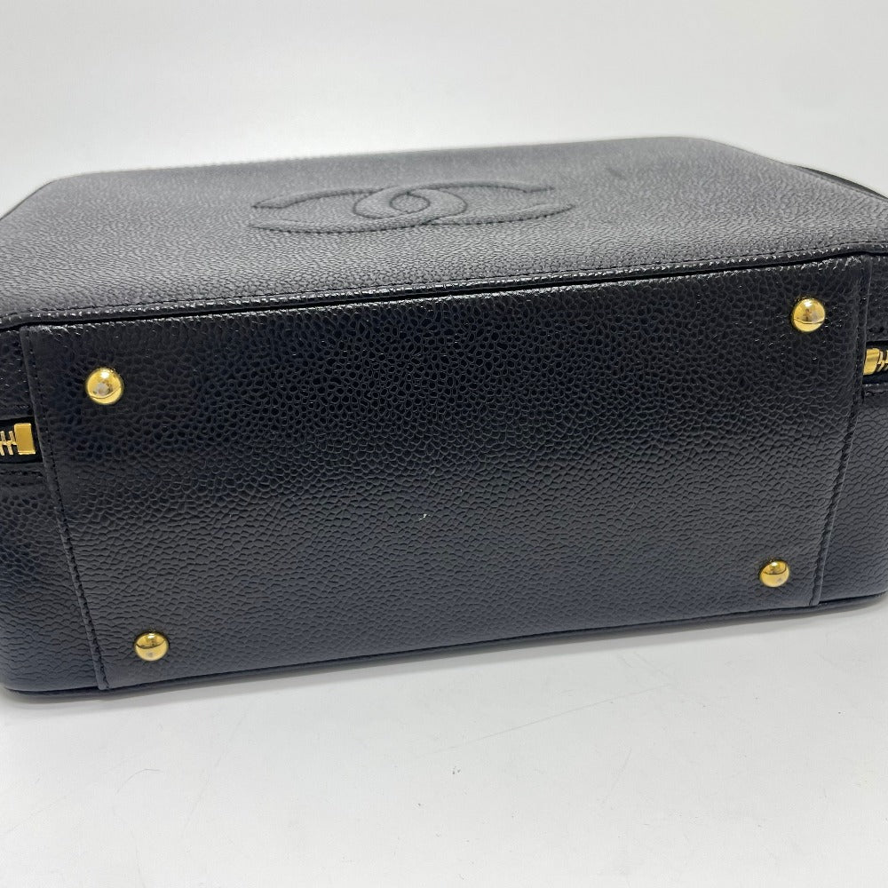Chanel Handbag Caviar Skin Black Coco Mark Vanity Bag Decacoco Women