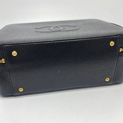 Chanel Handbag Caviar Skin Black Coco Mark Vanity Bag Decacoco Women