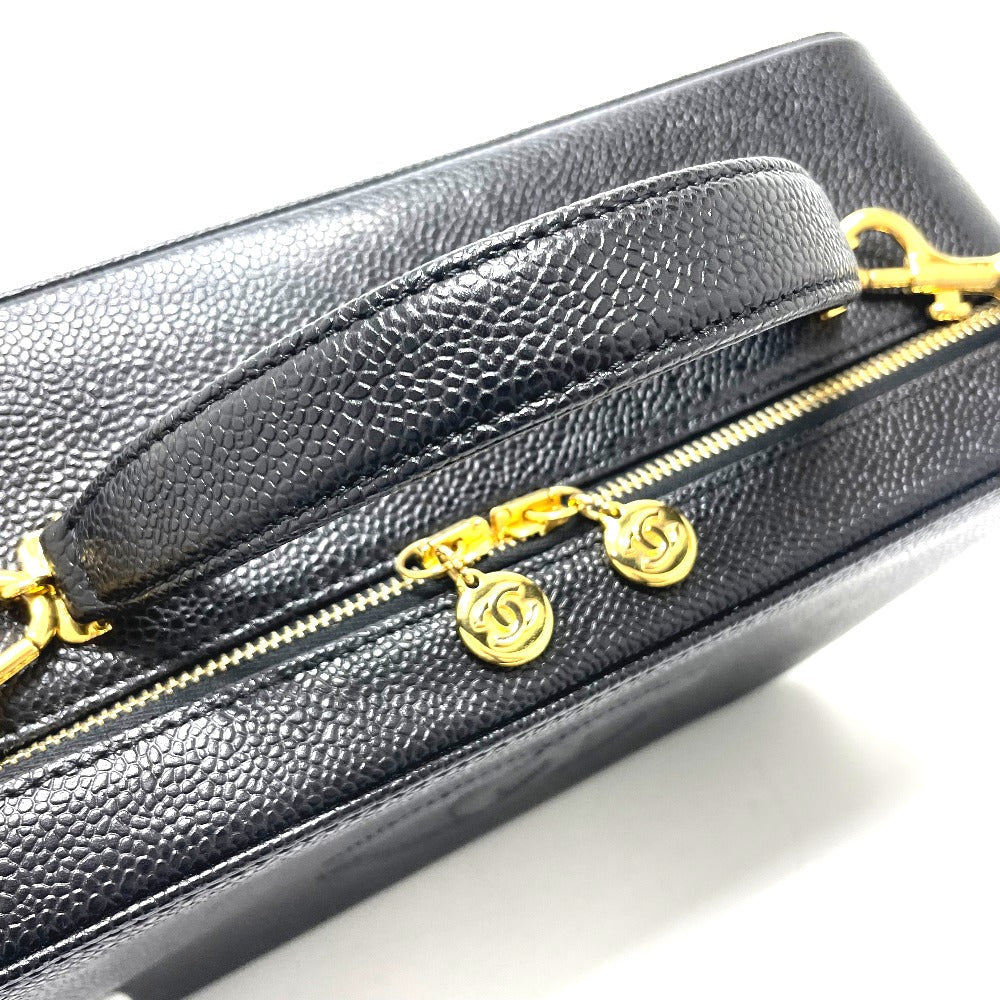 Chanel Handbag Caviar Skin Black Coco Mark Vanity Bag Decacoco Women