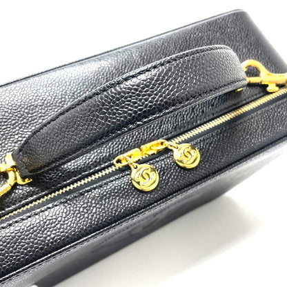Chanel Handbag Caviar Skin Black Coco Mark Vanity Bag Decacoco Women