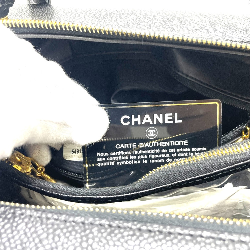 Chanel Handbag Caviar Skin Black Coco Mark Vanity Bag Decacoco Women
