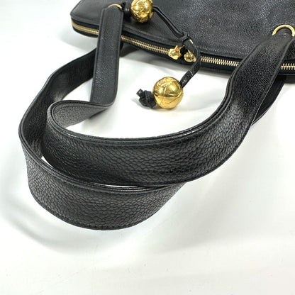 Chanel Shoulder Bag Caviar Skin Black Vintage Cc Coco Mark Decacoco Women