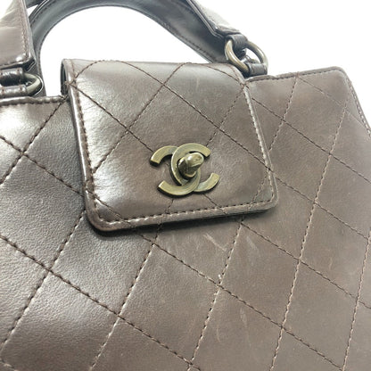 Chanel Handbag Calfskin Brown Matrasse Turn Lock