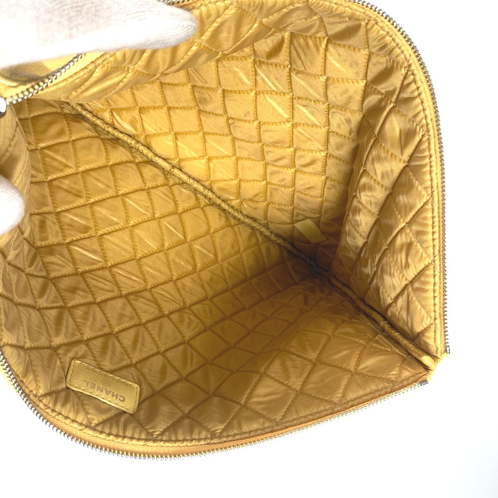 Chanel Clutch Bag Leather Yellow Coco Havana Car Logo