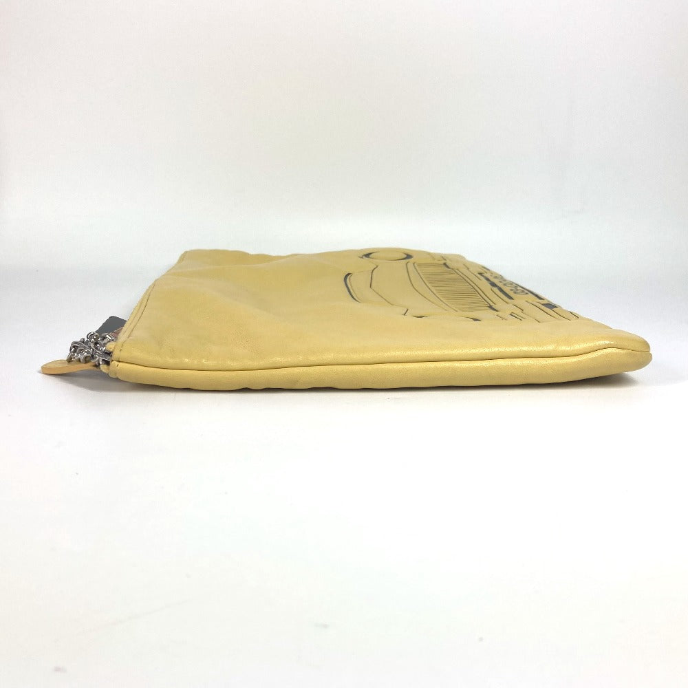Chanel Clutch Bag Leather Yellow Coco Havana Car Logo