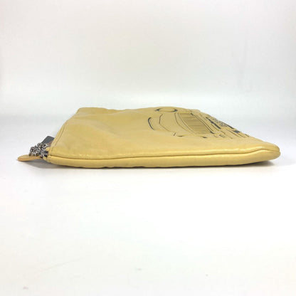 Chanel Clutch Bag Leather Yellow Coco Havana Car Logo
