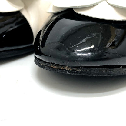 Chanel Sandals G45497 Leather White 24P Bicolor Camellia Women 37.5